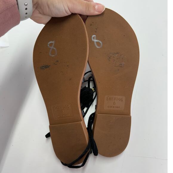 Soludos Sandals Womens 8 Black Tassel‎ Lace Up Gladiator Open Toe Shoes - Picture 5 of 8